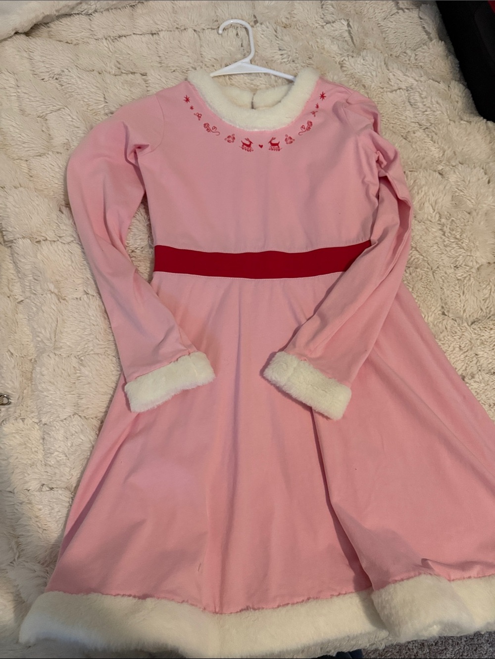 Hanna Andersson Pink Holiday Dress with Red Waistband From ELF